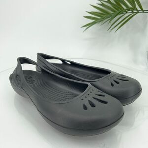 Crocs Kadee Women's Size 7 Black Rubber Ballet Flats Slip On Comfort Shoes